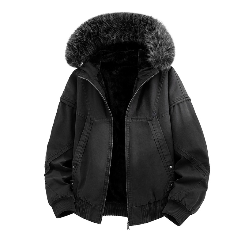 High-end Fur Collar Hooded Par - Streetwear High End Brand 评论和价格