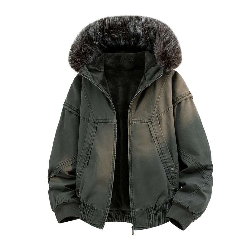 High-end Fur Collar Hooded Par - Streetwear High End Brand 评论和价格